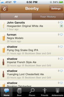 View what beers your friends are drinking, and where they are drinking them